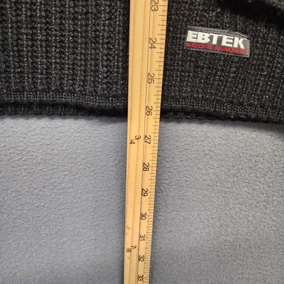 Eddie Bauer Sweater Mens Small EBTEK Wool Blend Grey Black Vintage Hong Kong 90s - Picture 8 of 13